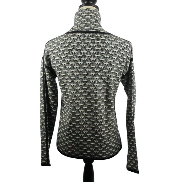 Karen Millen Mock Neck Turtleneck Black White 100% Wool Pullover Geo Print Sz S - Picture 5 of 7